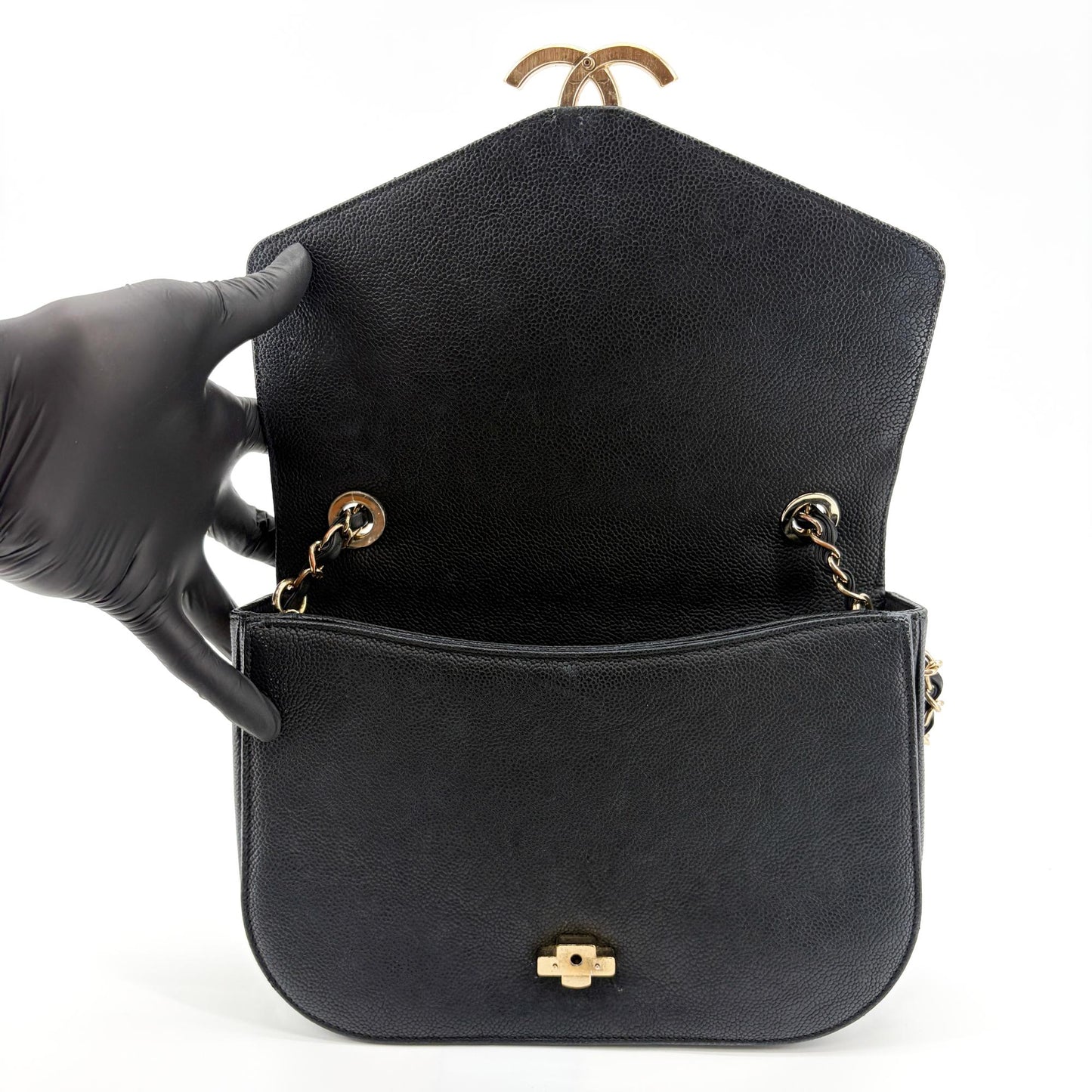 Chanel Coco Curve Flap Bag Medium Black Gold Hardware