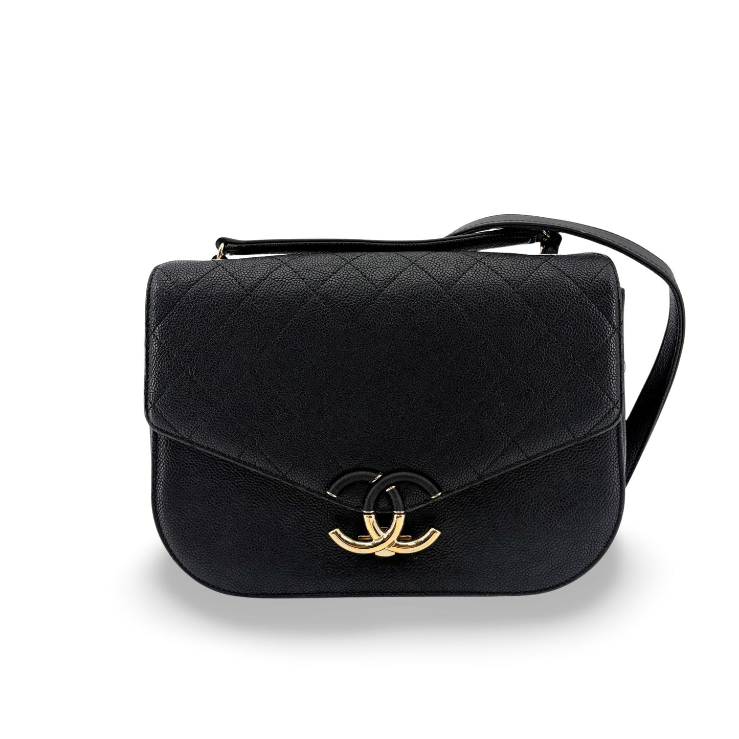 Chanel Coco Curve Flap Bag Medium Black Gold Hardware