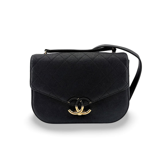 Chanel Coco Curve Flap Bag Medium Black Gold Hardware