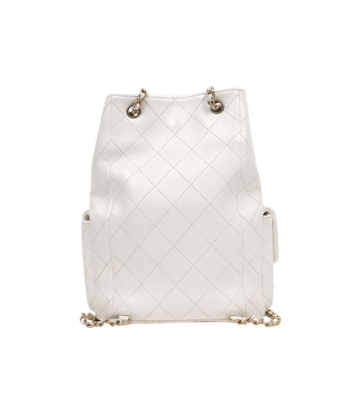 Chanel White Drawstring Two-Pocket Backpack