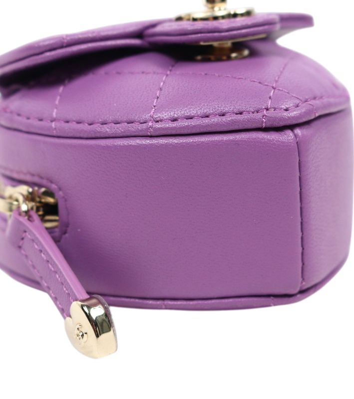 Chanel Purple Lambskin Heart Coin Purse Crossbody Bag