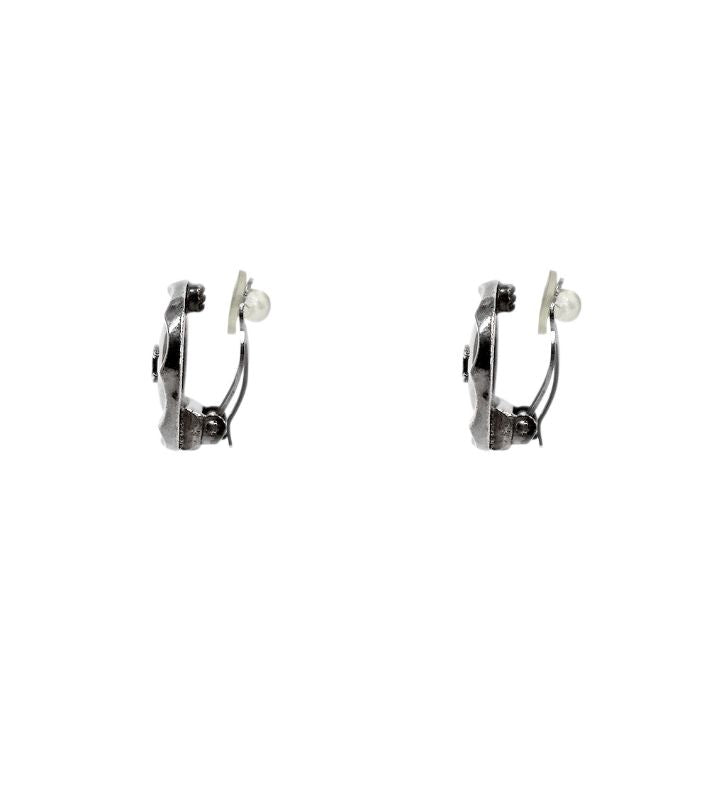 Chanel Round CC Metallic Silver Earrings