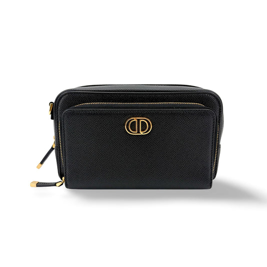 Dior 30 Montaigne 2-in-1 Pouch Black Grain Calfskin