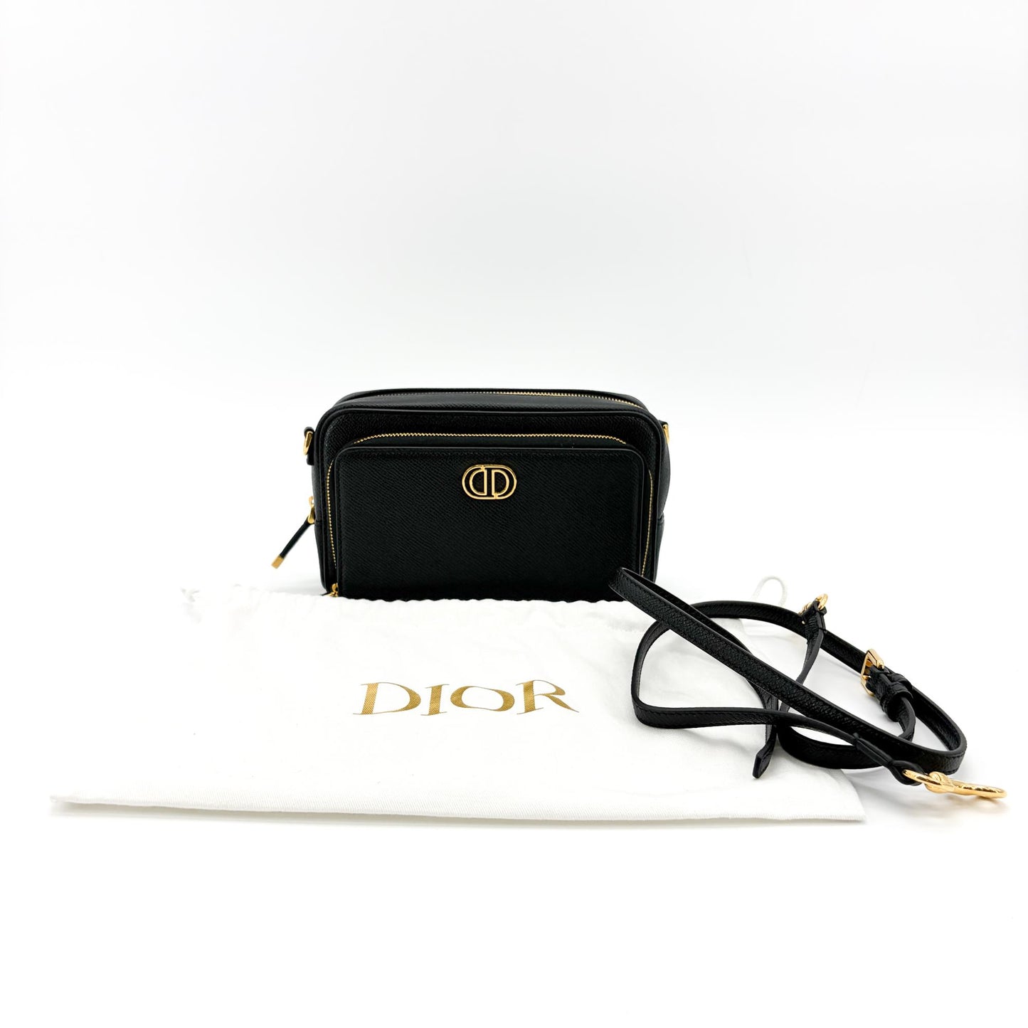 Dior 30 Montaigne 2-in-1 Pouch Black Grain Calfskin