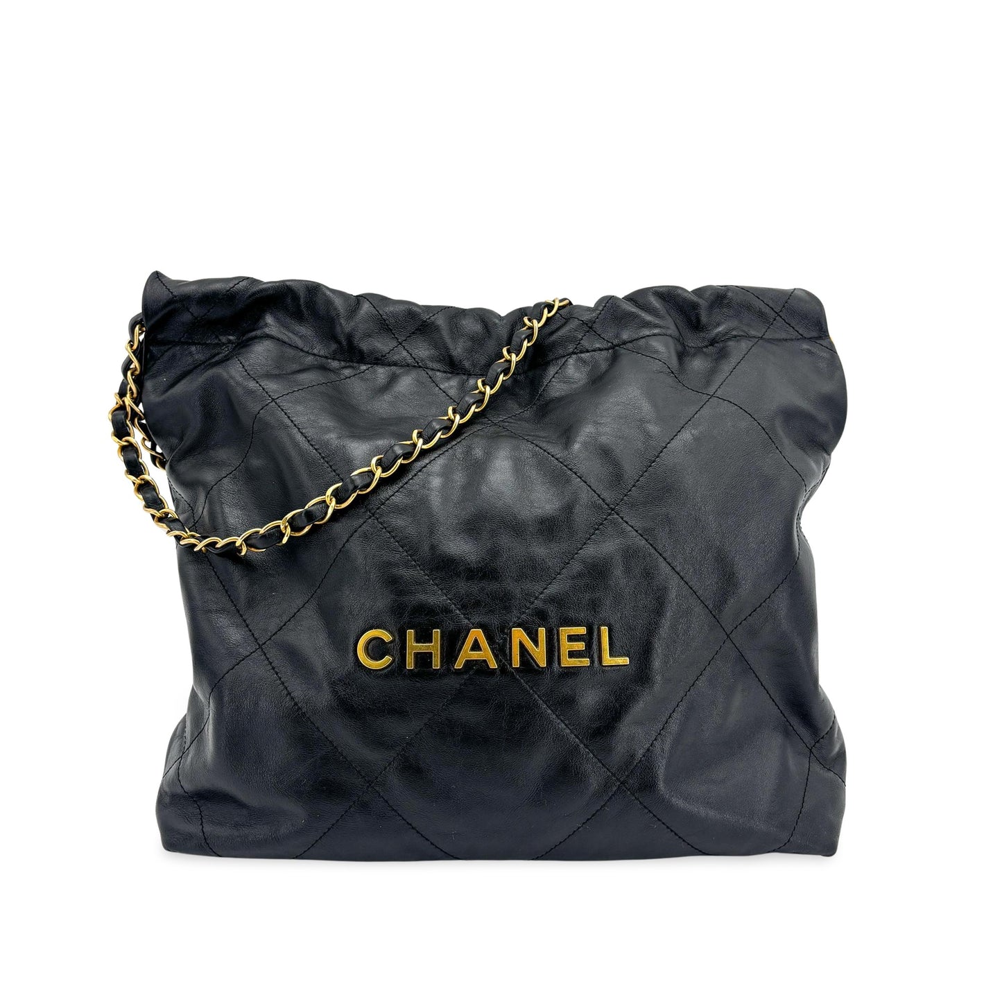 Chanel 22 Medium Shoulder Bag Black with Gold Hardware