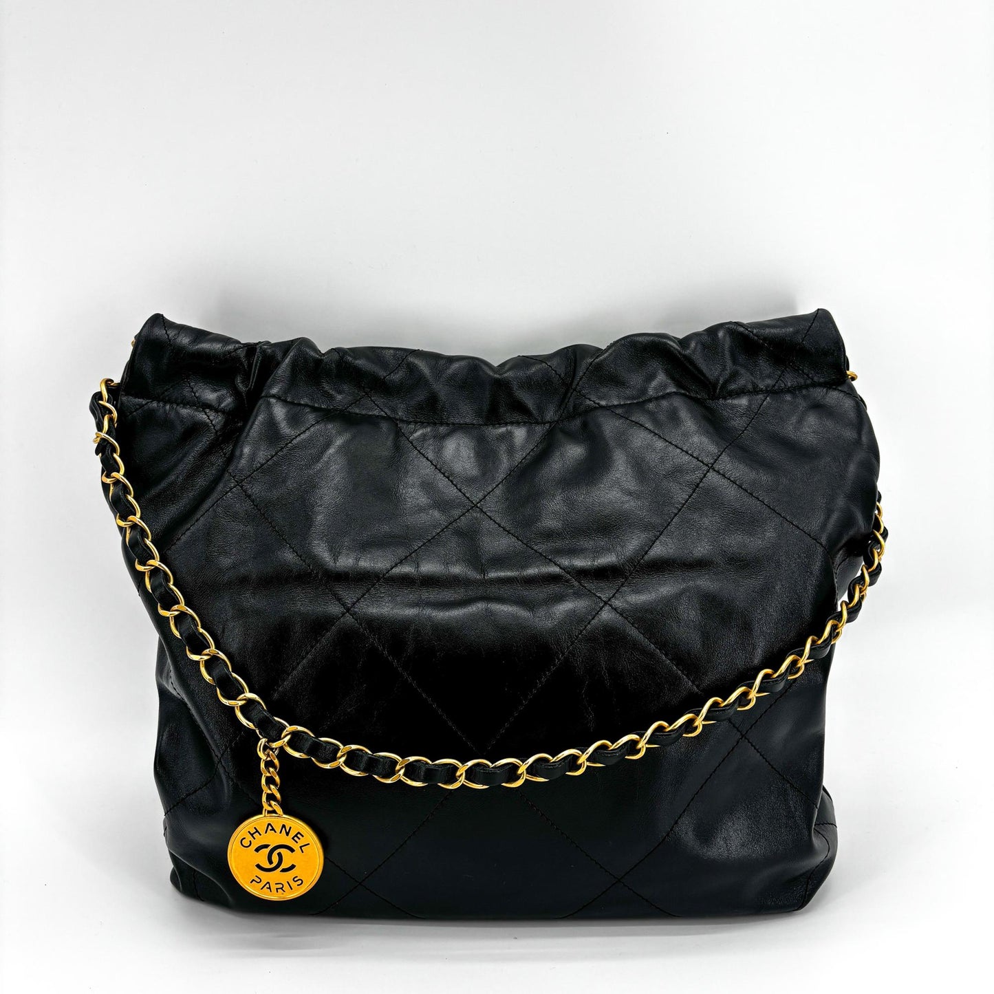 Chanel 22 Medium Shoulder Bag Black with Gold Hardware