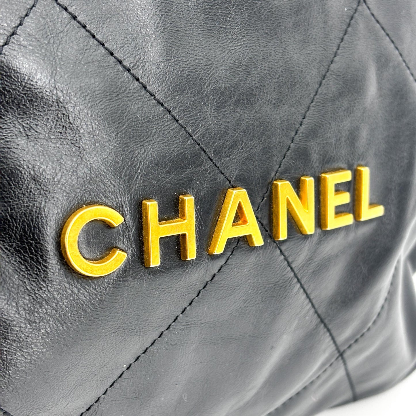 Chanel 22 Medium Shoulder Bag Black with Gold Hardware