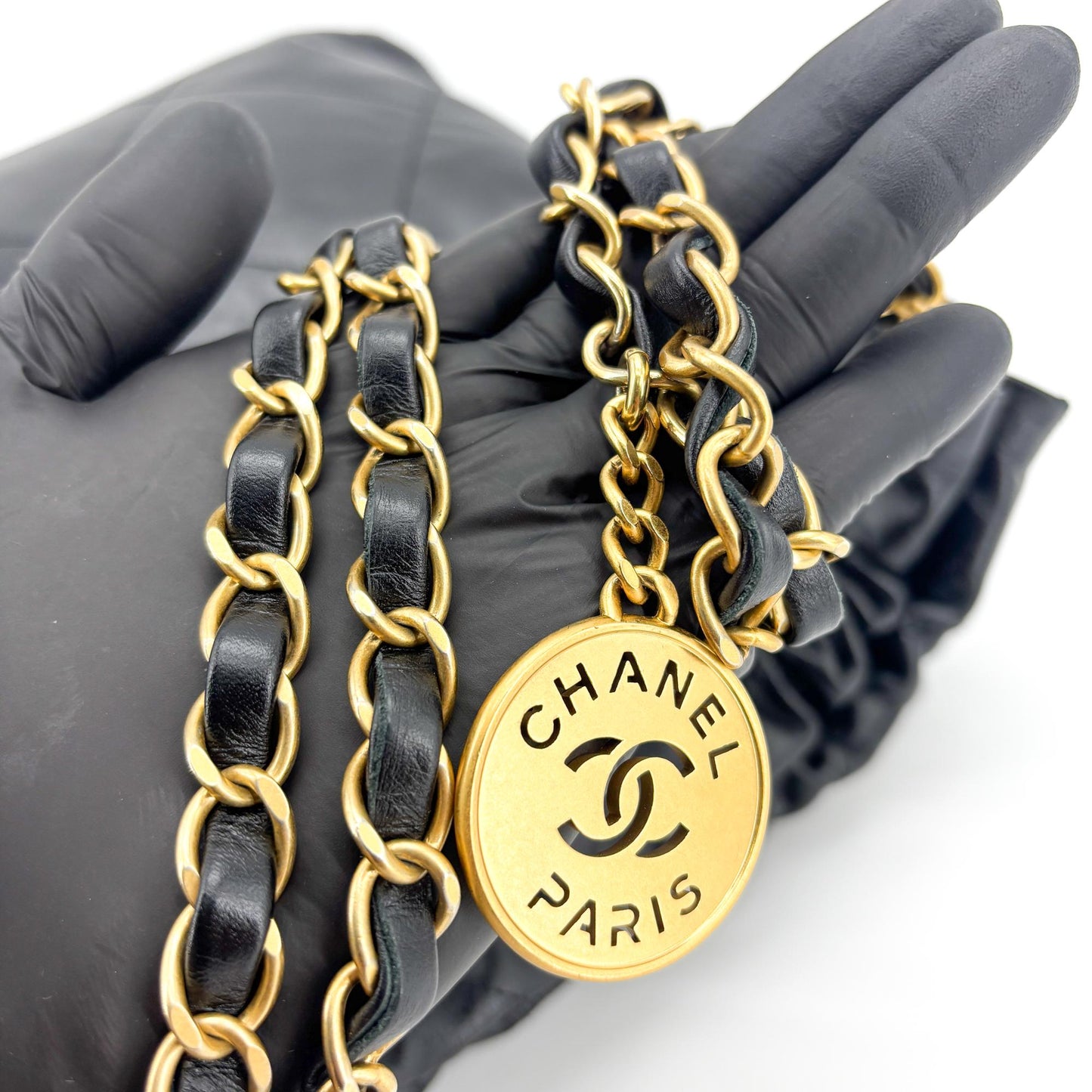 Chanel 22 Medium Shoulder Bag Black with Gold Hardware