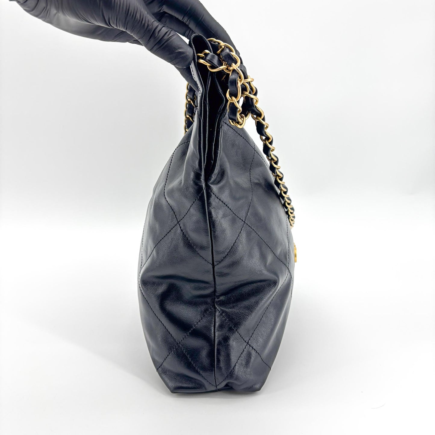 Chanel 22 Medium Shoulder Bag Black with Gold Hardware