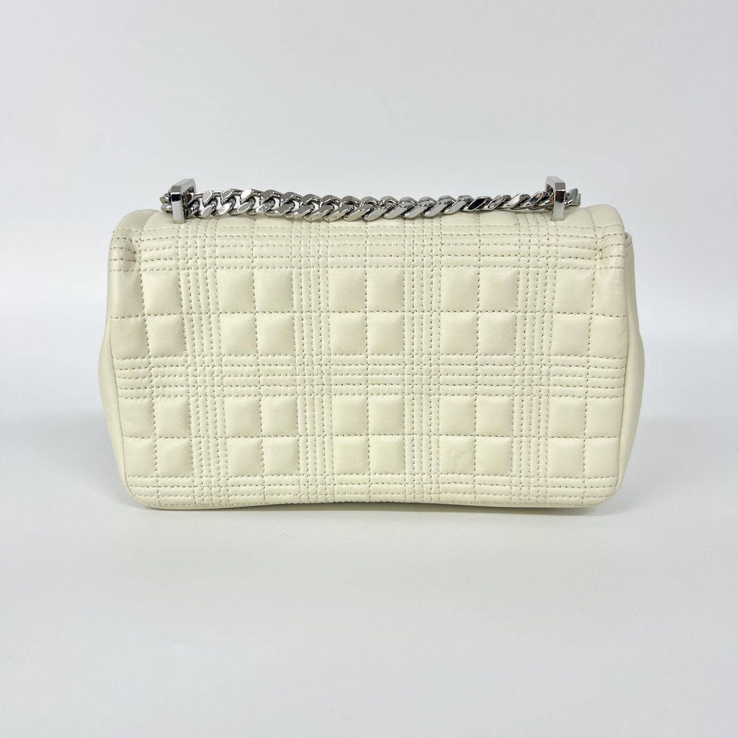 Burberry Small Quilted Lambskin Lola Bag Ivory Silver Hardware