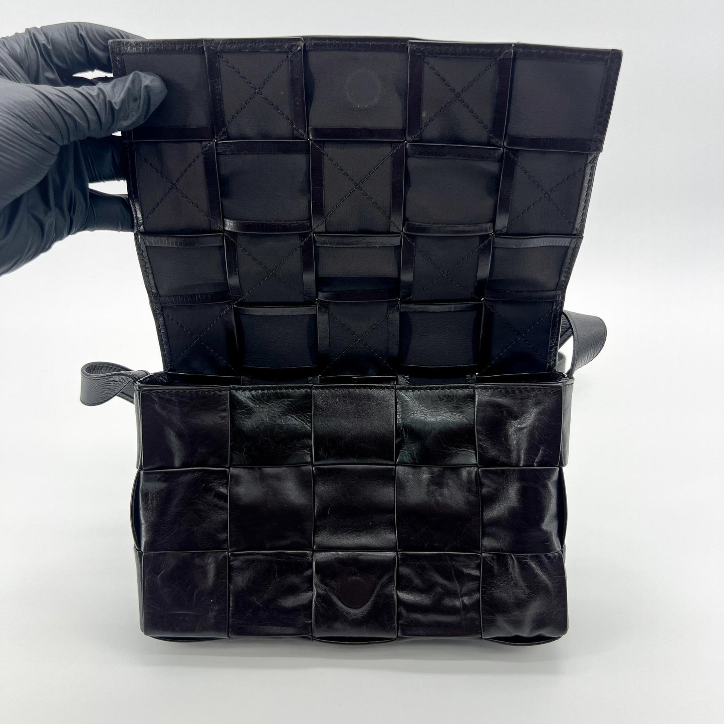 Bottega Veneta Intrecciato Cassette Bag Black with Silver Hardware