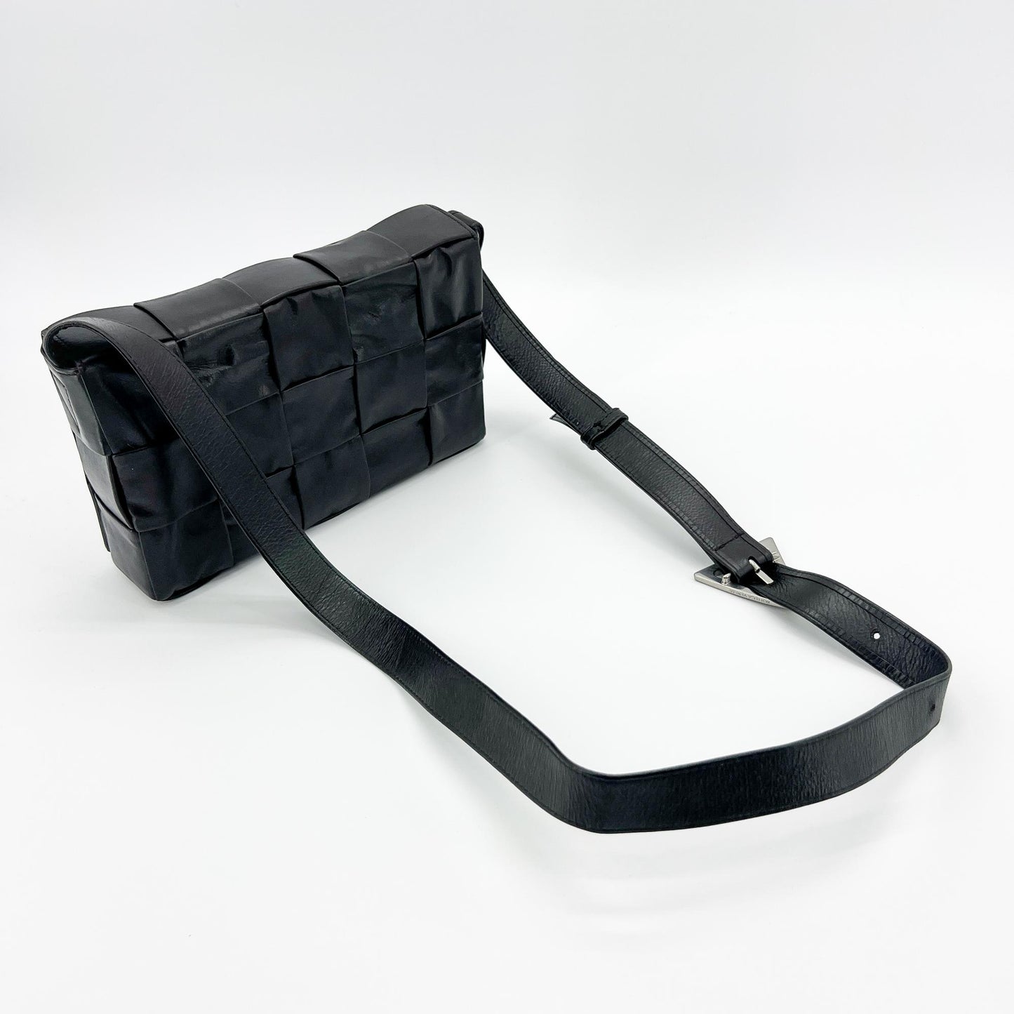 Bottega Veneta Intrecciato Cassette Bag Black with Silver Hardware