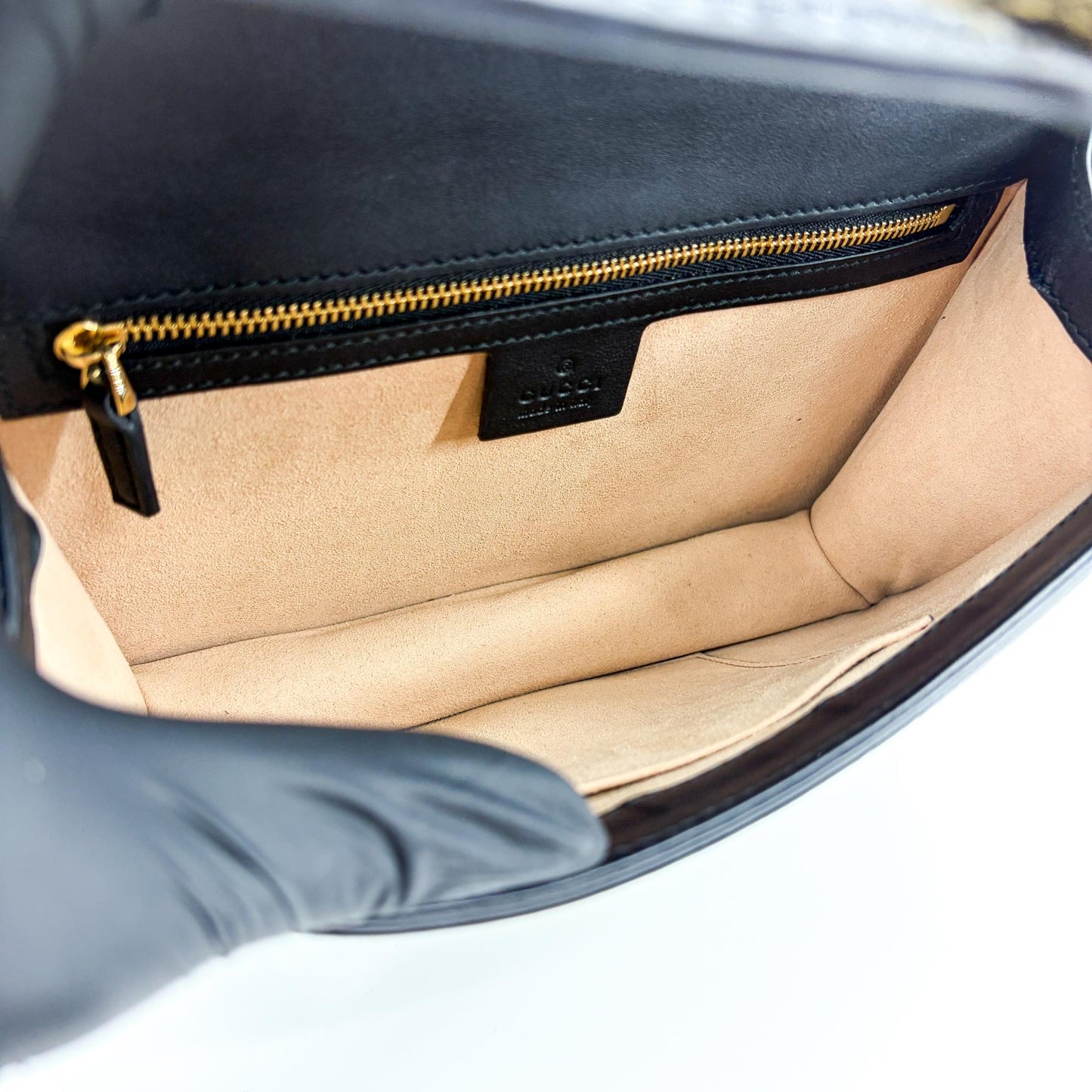 Gucci Mini Sylvie GG Velvet Shoulder Bag Black