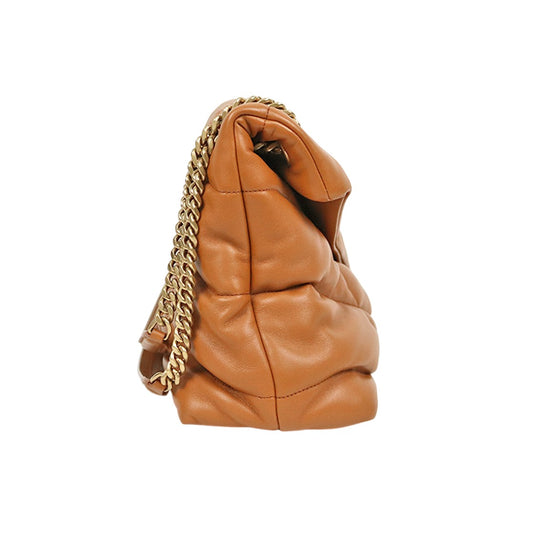 Saint Laurent Brown Leather Medium Lulu Puffer Bag
