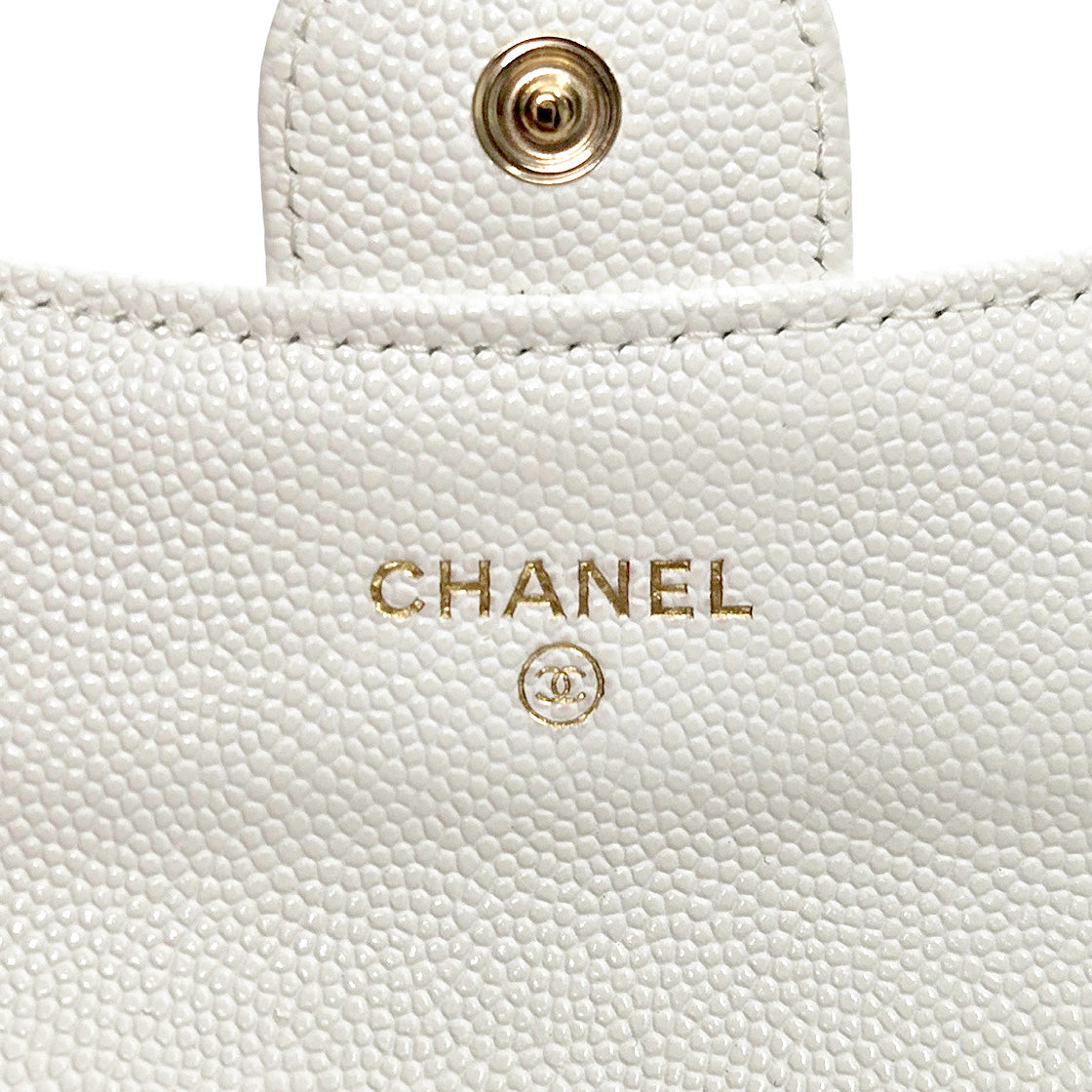 Chanel White Caviar Classic Card Wallet