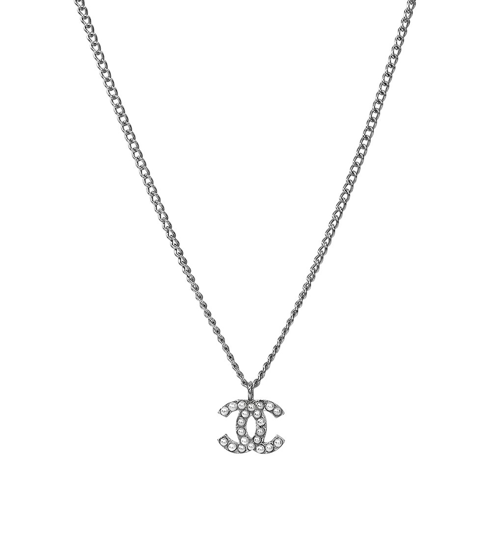 Chanel Pearl CC Silver Necklace