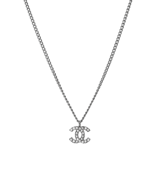 Chanel Pearl CC Silver Necklace
