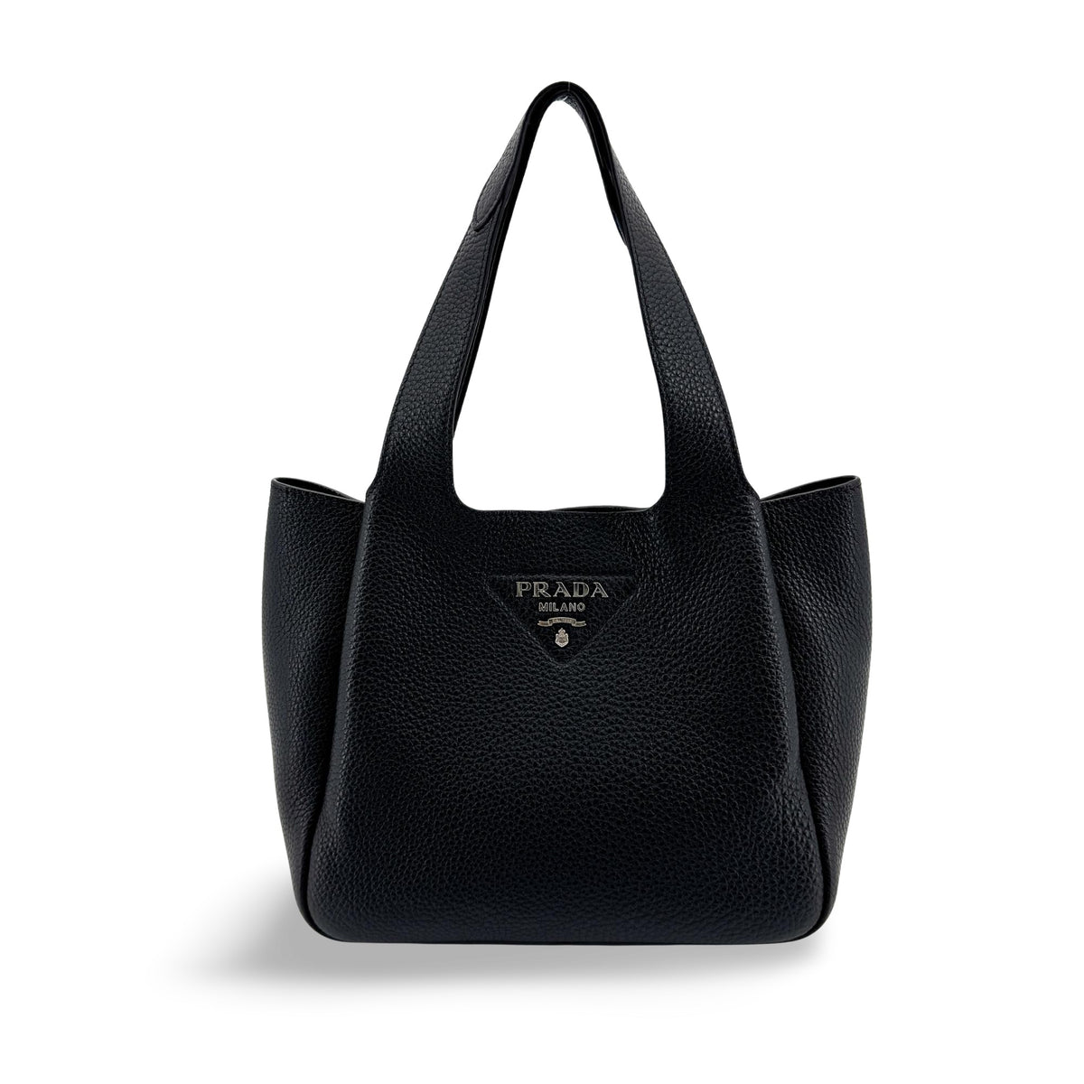 Prada Small Leather Tote Bag Black