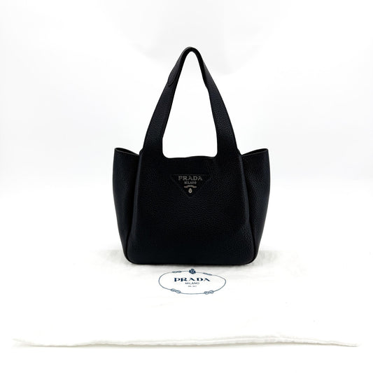 Prada Small Leather Tote Bag Black