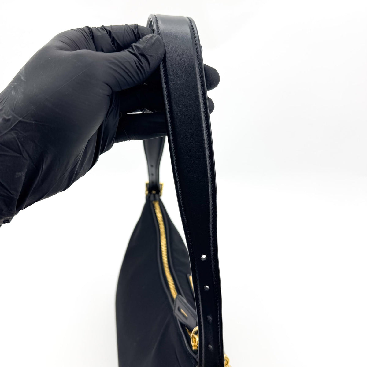 Prada Re-Ylon Crossbody Bag Black with Gold Hardware