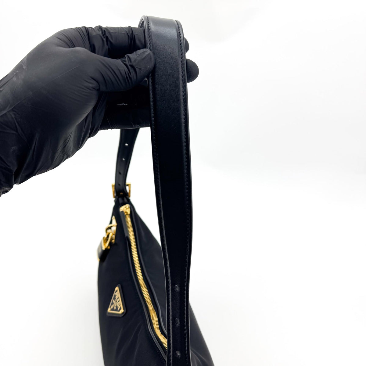 Prada Re-Ylon Crossbody Bag Black with Gold Hardware