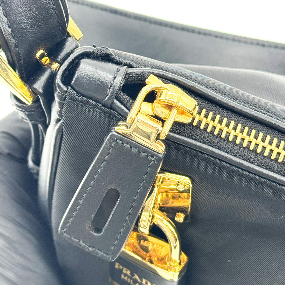 Prada Re-Ylon Crossbody Bag Black with Gold Hardware