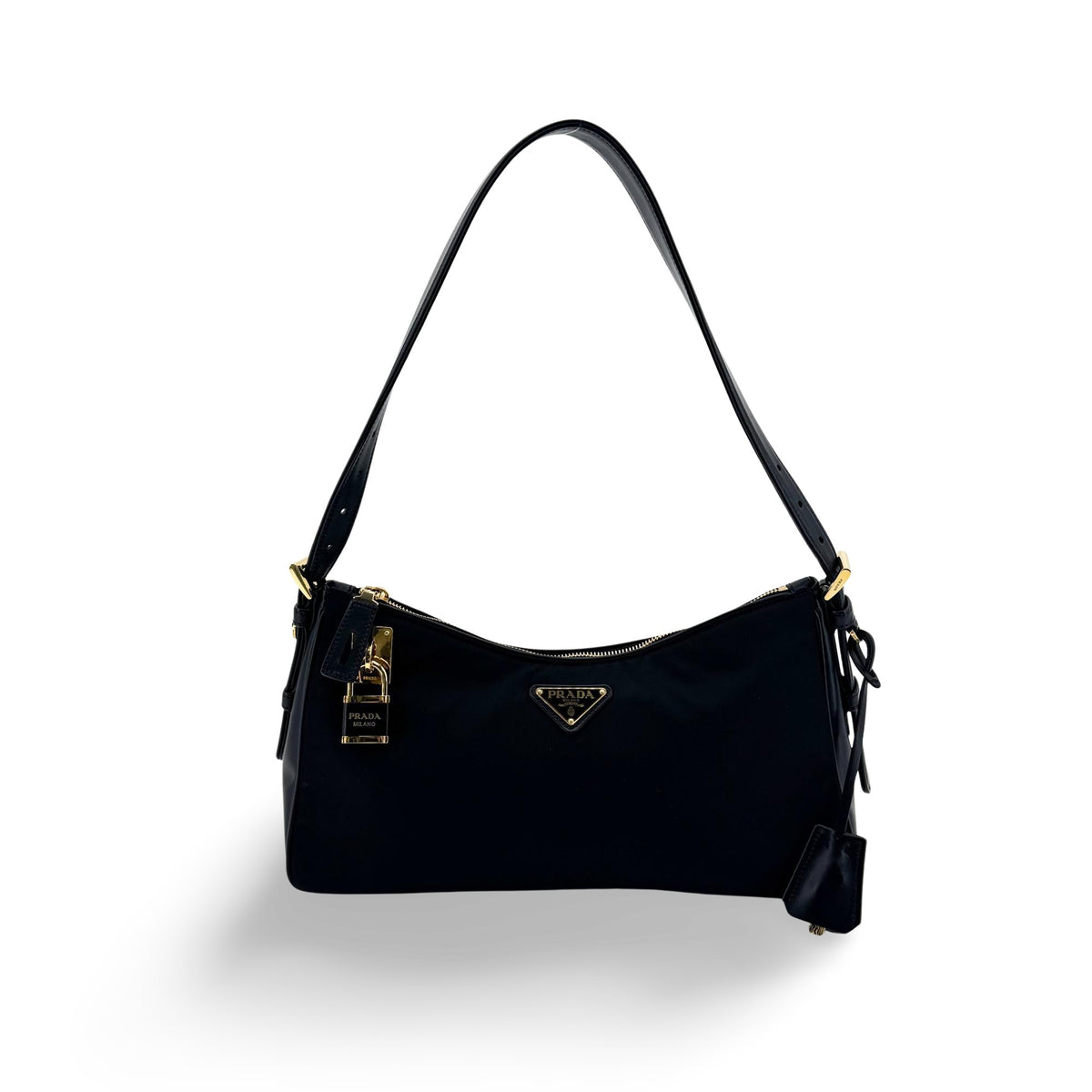 Prada Re-Ylon Crossbody Bag Black with Gold Hardware