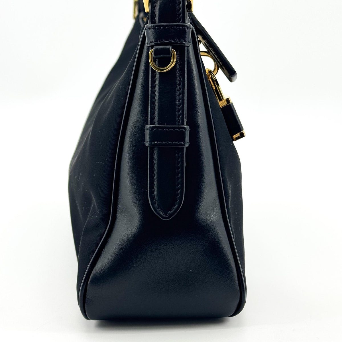 Prada Re-Ylon Crossbody Bag Black with Gold Hardware