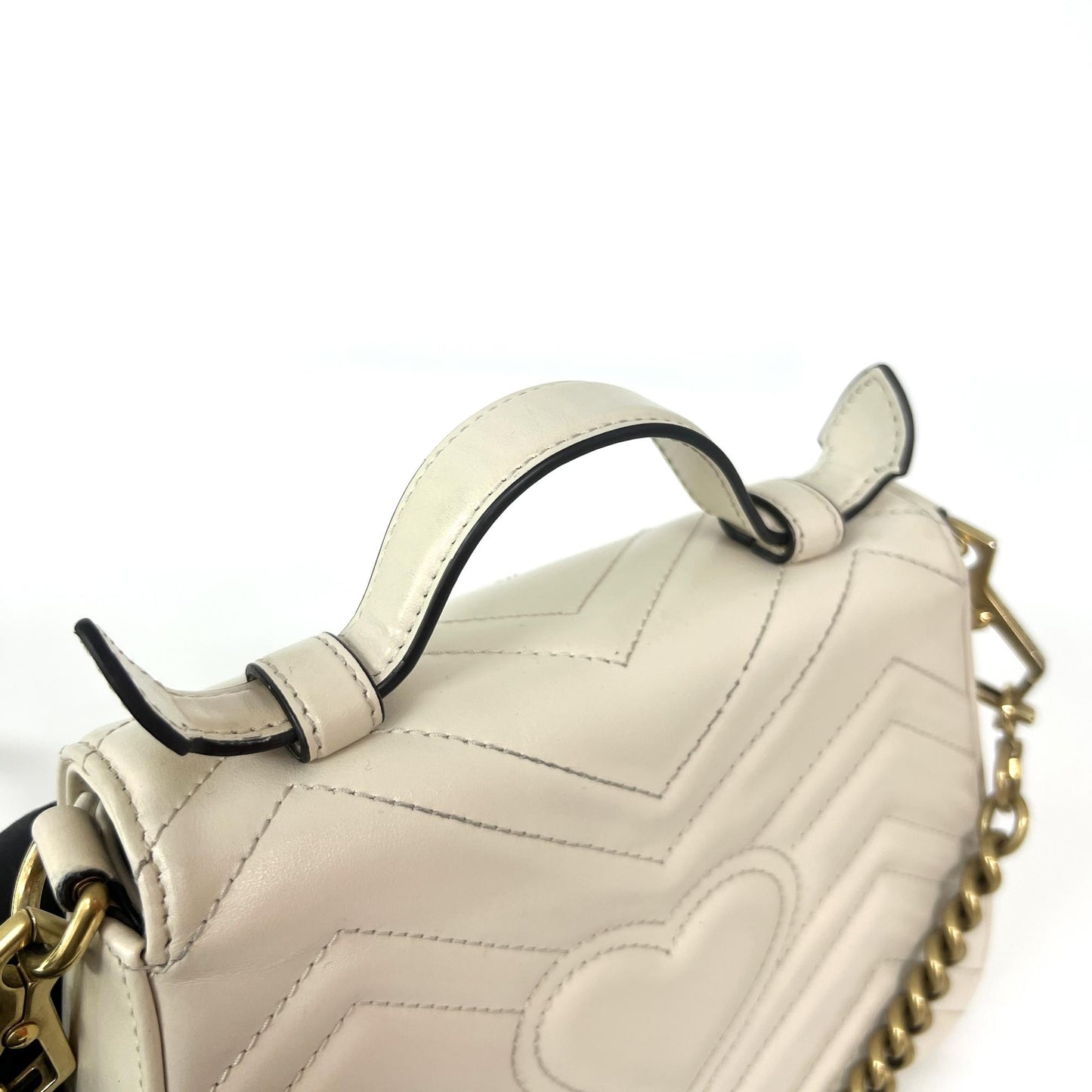 Gucci GG Marmont Mini Top Handle Bag White