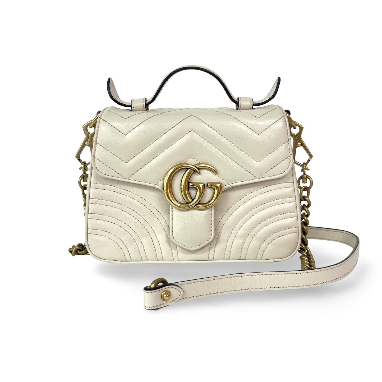 Gucci GG Marmont Mini Top Handle Bag White