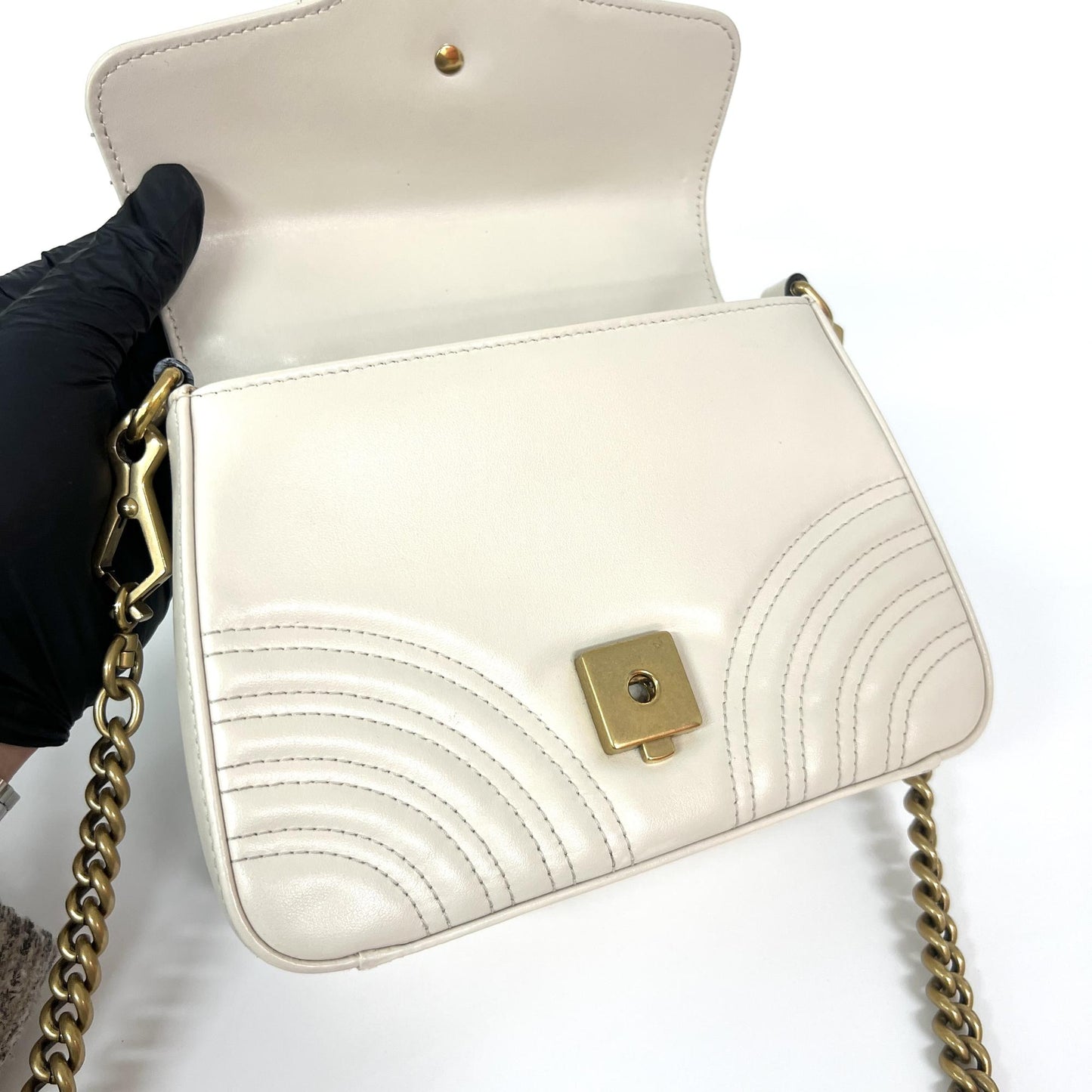 Gucci GG Marmont Mini Top Handle Bag White