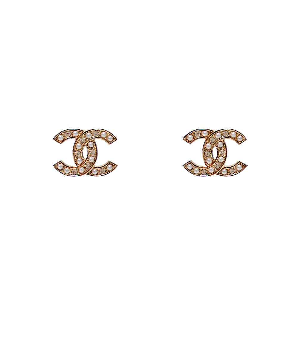 Chanel Pearl Crystal CC Earrings