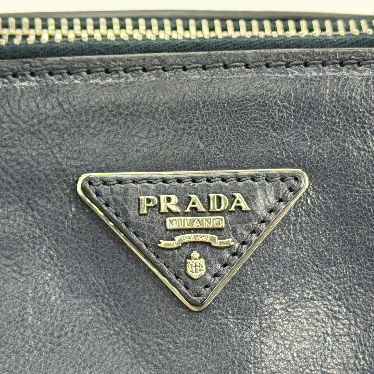 Prada Glace Calf Leather Tote Bag Navy
