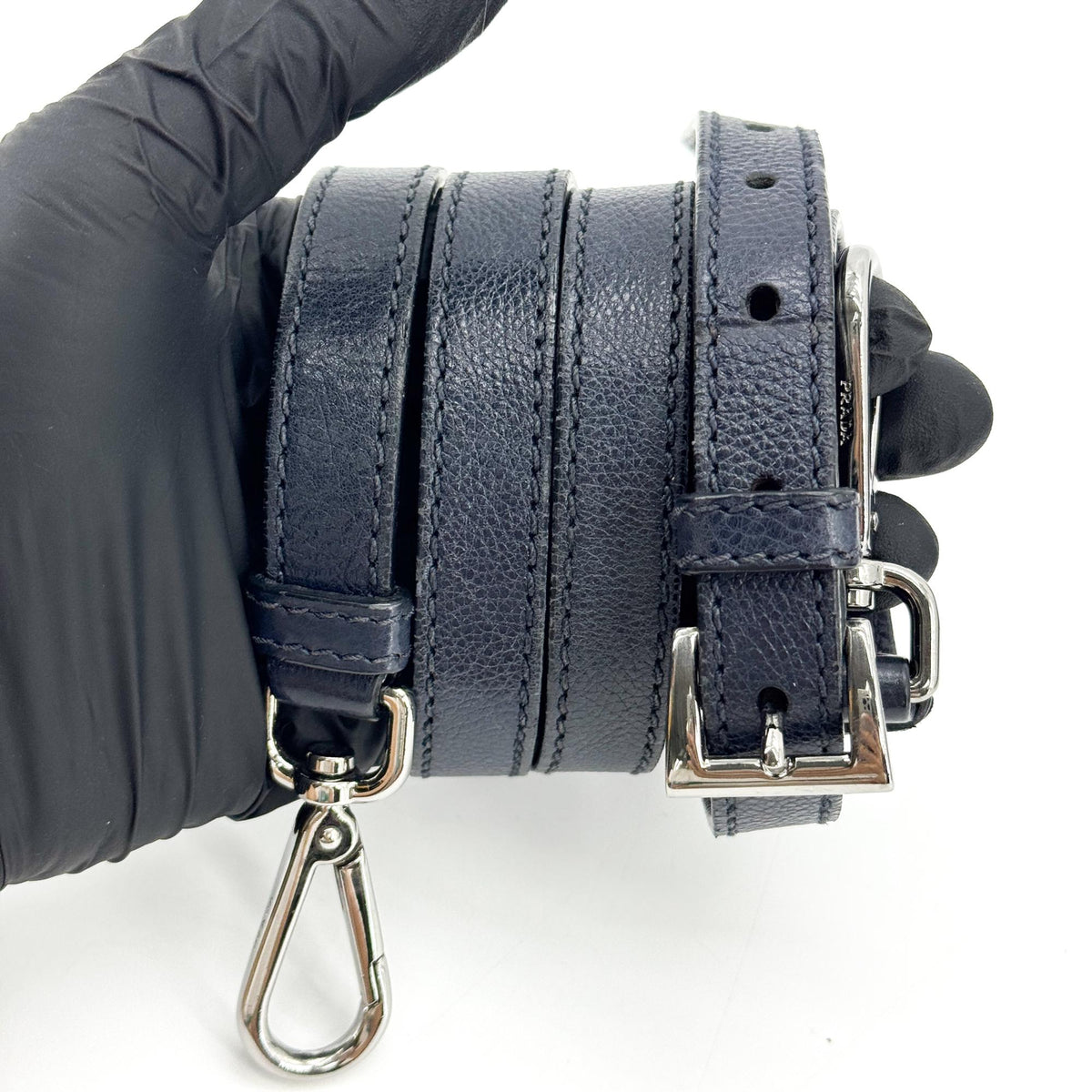Prada Glace Calf Leather Tote Bag Navy
