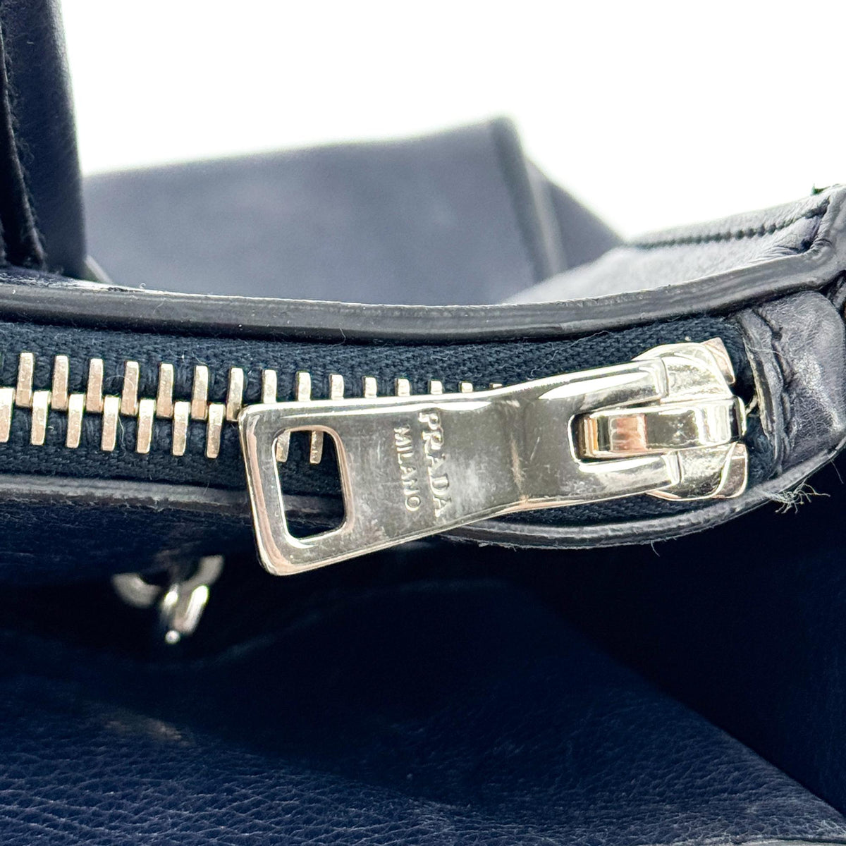 Prada Glace Calf Leather Tote Bag Navy