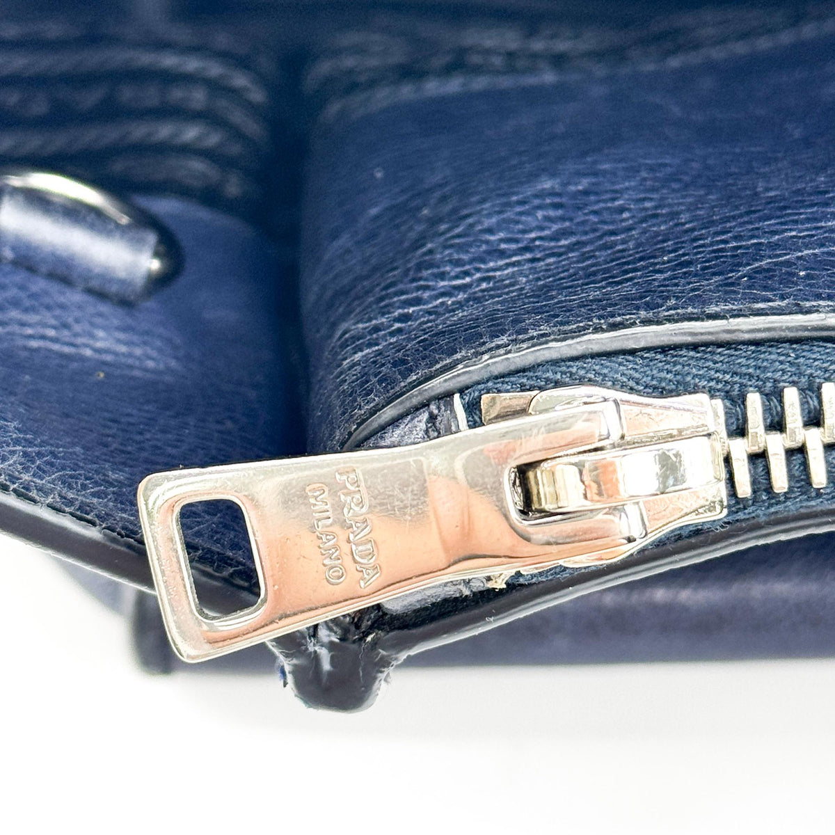 Prada Glace Calf Leather Tote Bag Navy