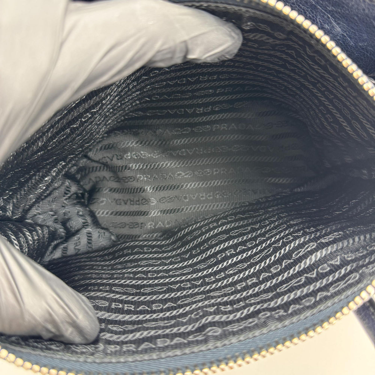 Prada Glace Calf Leather Tote Bag Navy
