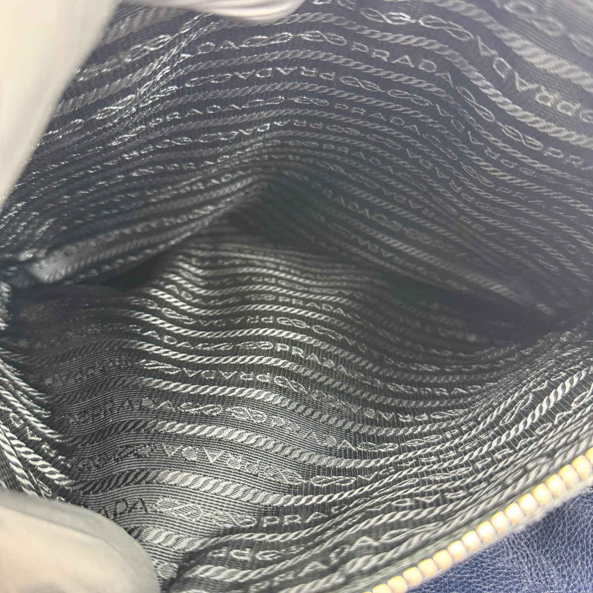 Prada Glace Calf Leather Tote Bag Navy