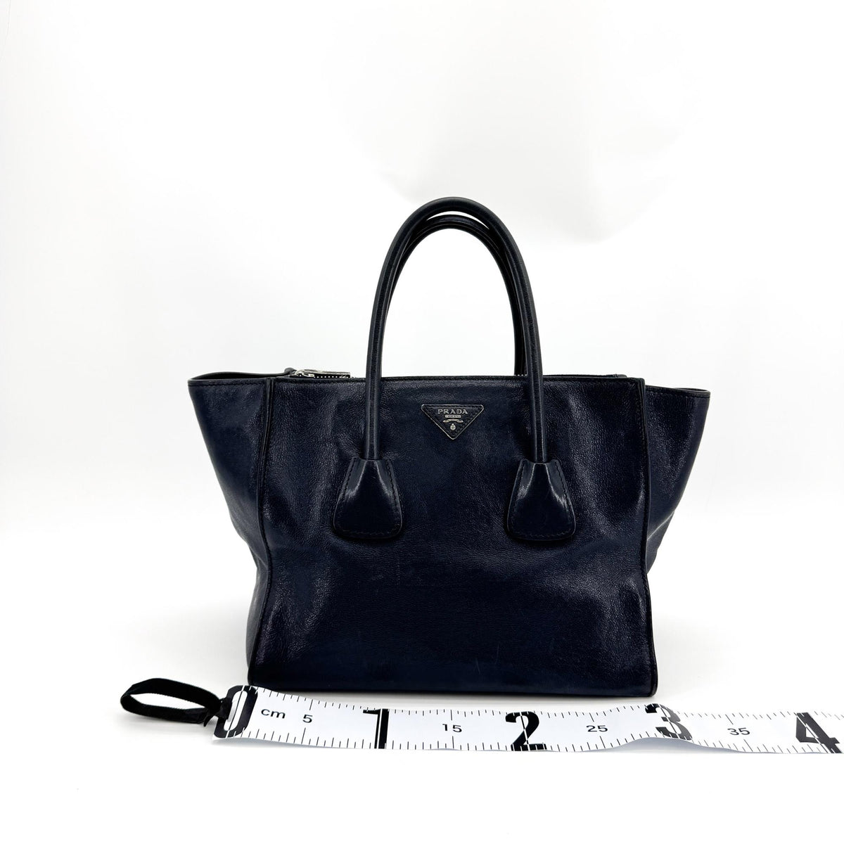 Prada Glace Calf Leather Tote Bag Navy