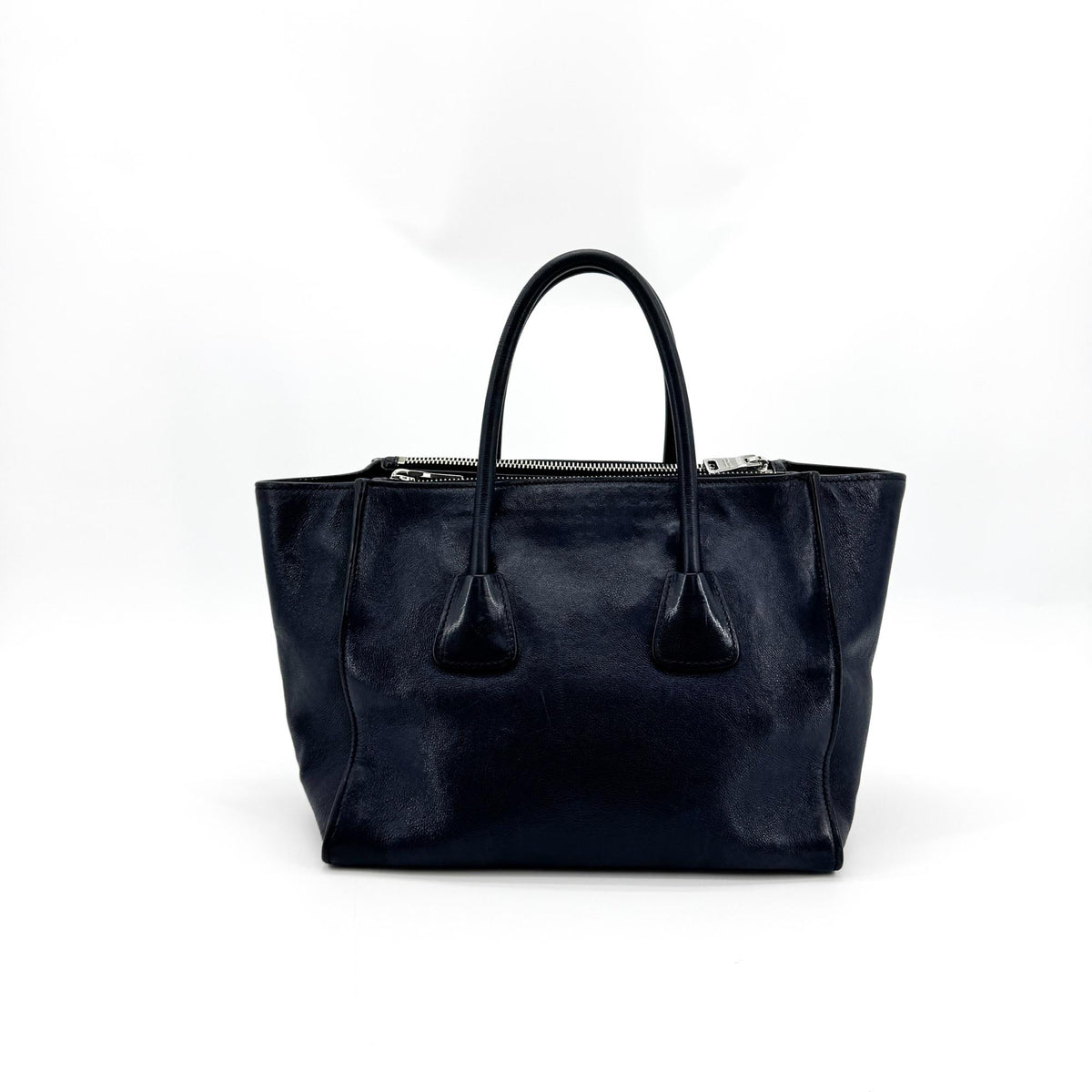 Prada Glace Calf Leather Tote Bag Navy