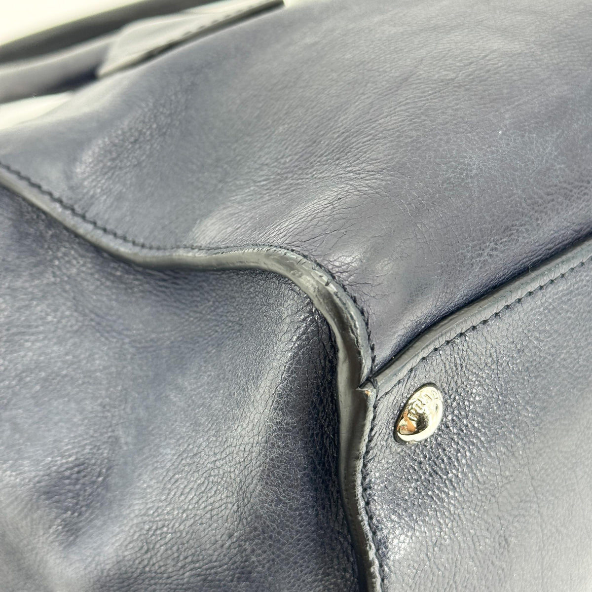 Prada Glace Calf Leather Tote Bag Navy