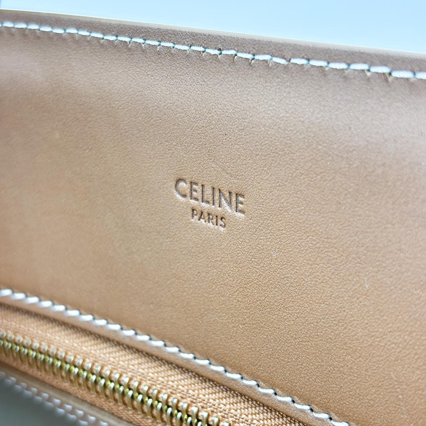 Celine Small Vertical Cabas Canvas and Calfskin Natural Tan