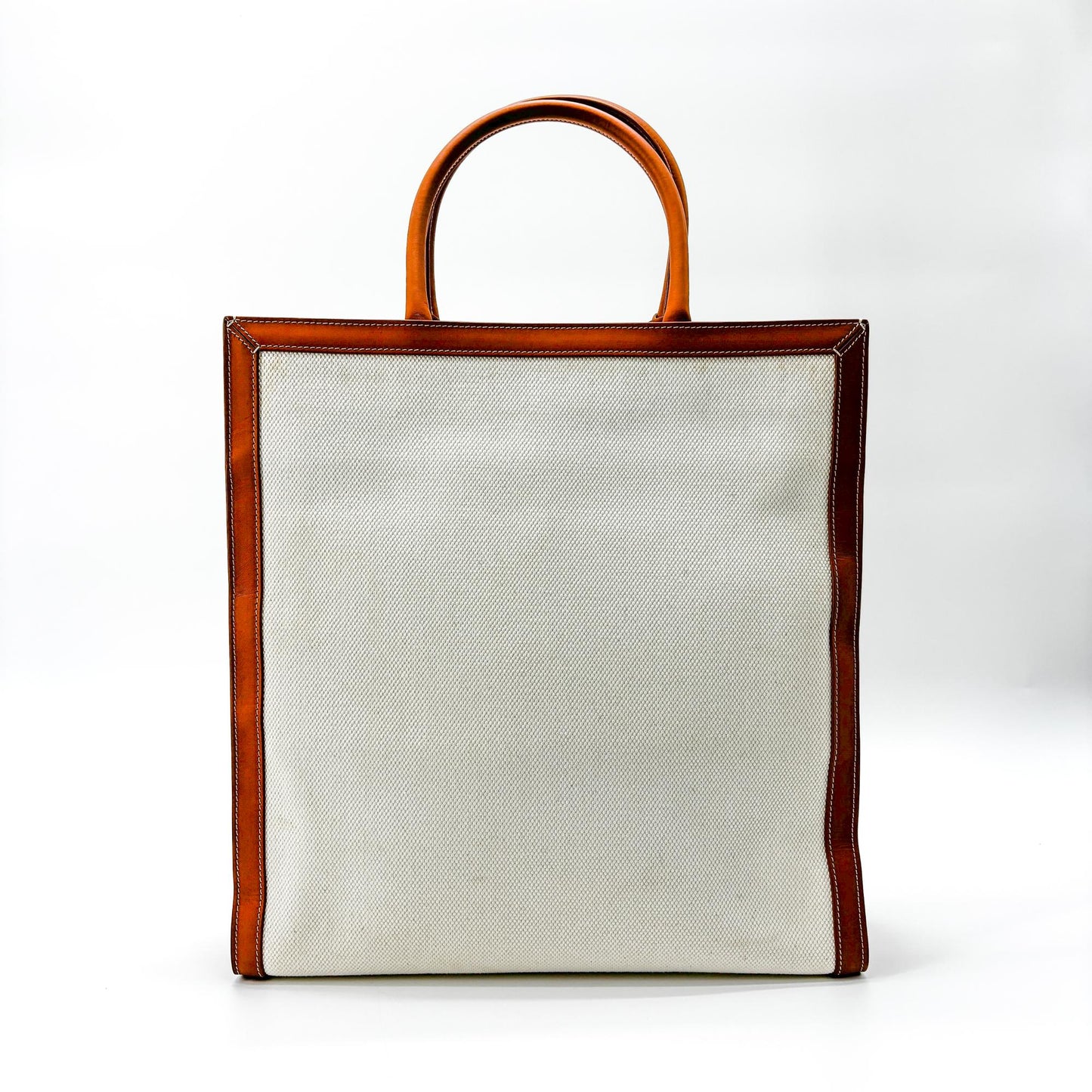 Celine Small Vertical Cabas Canvas and Calfskin Natural Tan