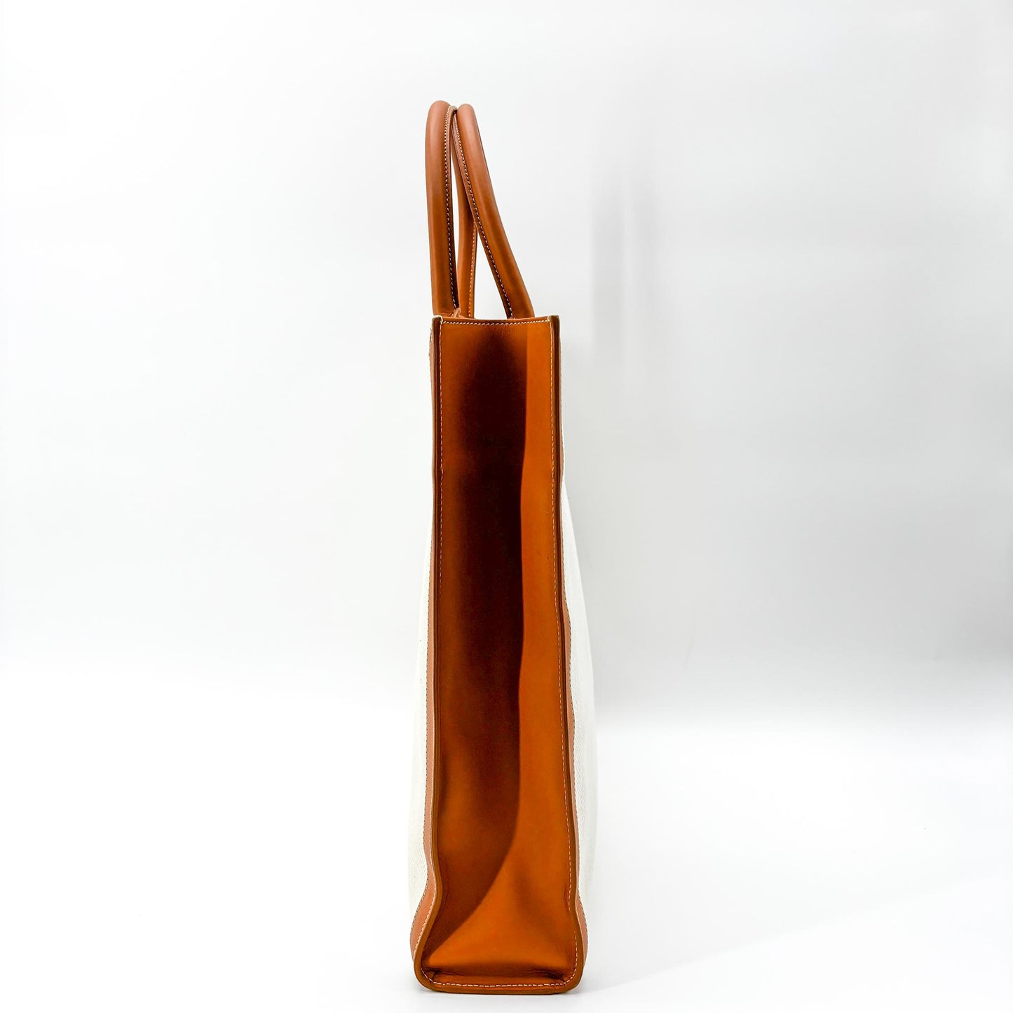 Celine Small Vertical Cabas Canvas and Calfskin Natural Tan