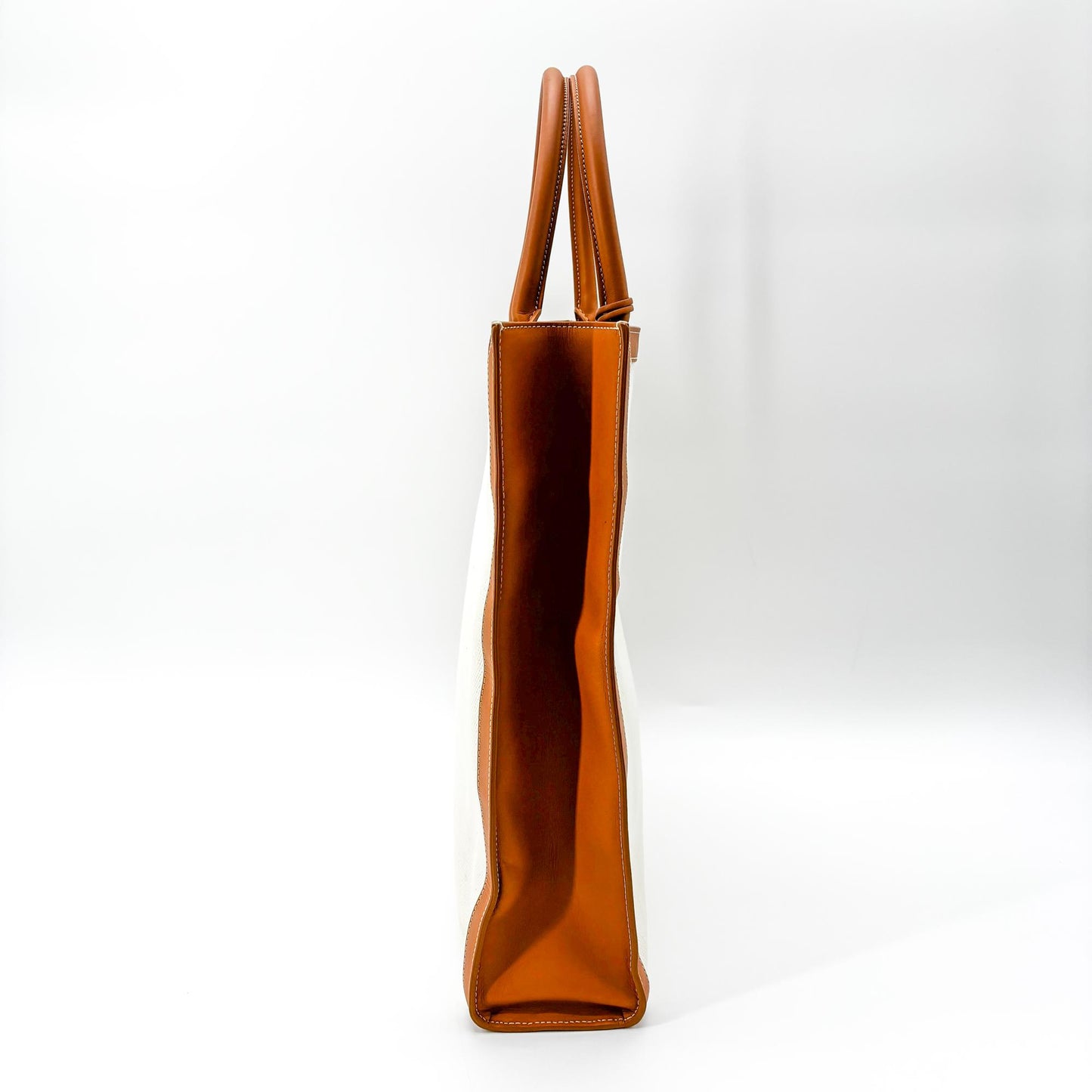 Celine Small Vertical Cabas Canvas and Calfskin Natural Tan