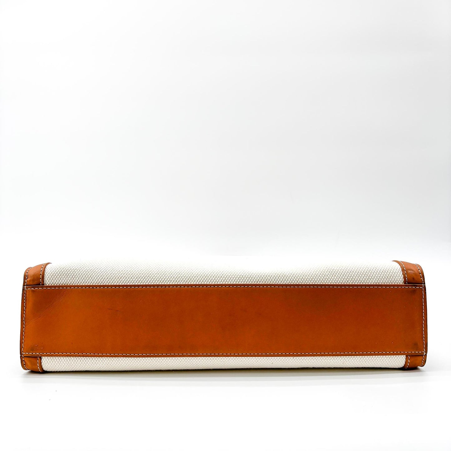 Celine Small Vertical Cabas Canvas and Calfskin Natural Tan