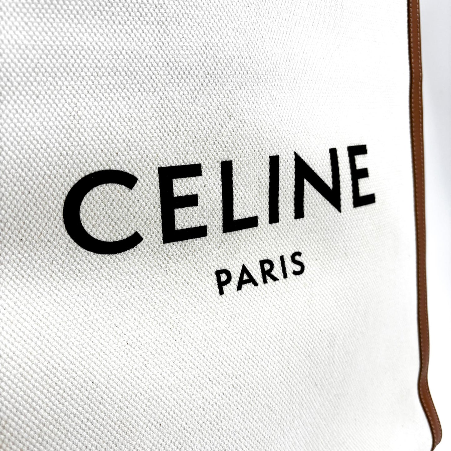 Celine Small Vertical Cabas Canvas and Calfskin Natural Tan
