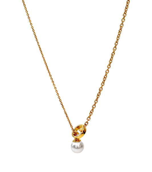 Gucci Pearl Drop Interlocking G Gold Necklace