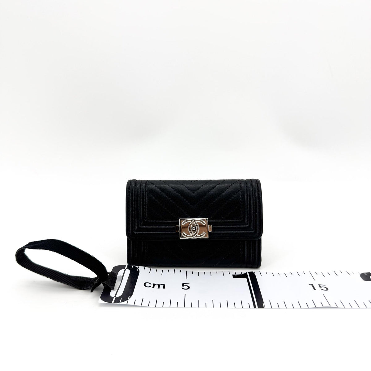 Chanel Boy Chanel Chevron Flap Card Wallet Black