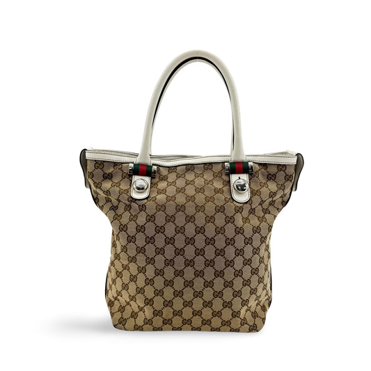 Gucci GG Canvas Princi Tote Bag Beige White